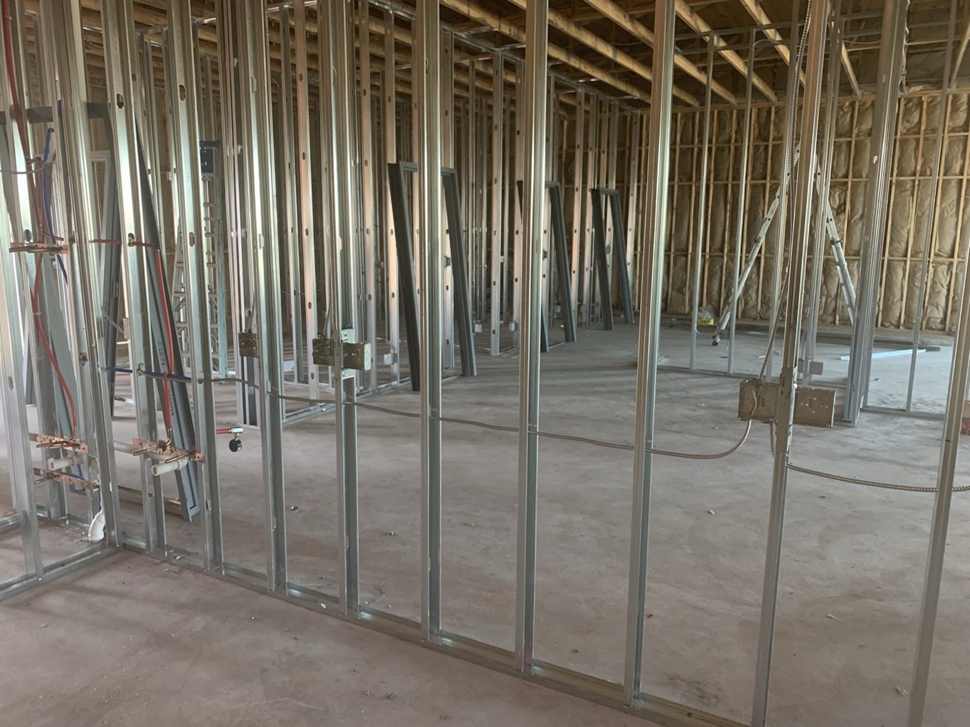 Interior framing during a construction project